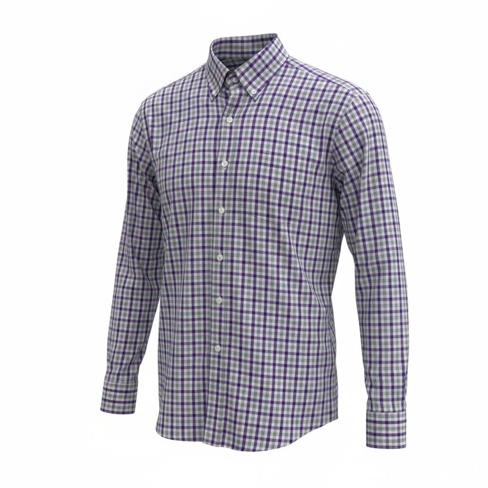 Johnnie O Purple Gray Plaid Cotton Button Up Shirt Men's size M